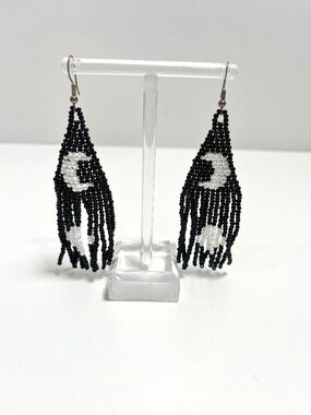 Celestial Moon Beaded Dangle Earrings